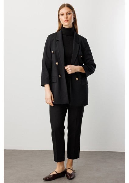 Kadın Büyük Beden Kapak Cepli Duble Kol Ceket 5523 Siyah modelleri