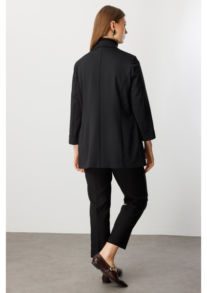 Kadın Büyük Beden Kapak Cepli Duble Kol Ceket 5523 Siyah fırsatları