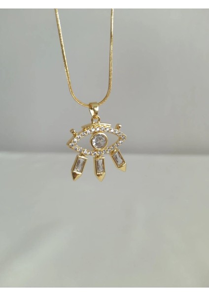 Altın Rengi Göz Figürlü Şans Kolyesi Zarif Kadın Aksesuarı fiyatları