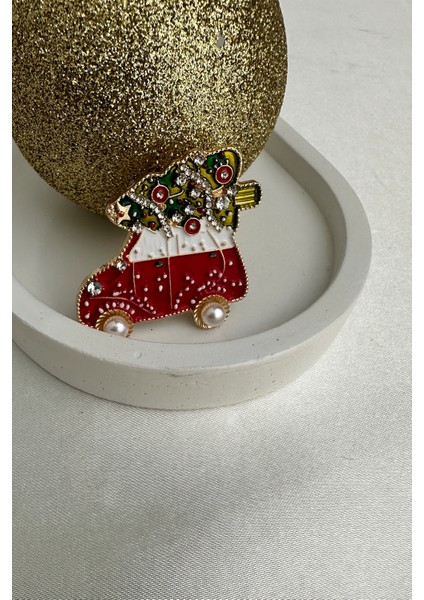 Yılbaşı Temalı Inci Detay Çam Ağacı Araba Broş (3cm) fırsatları