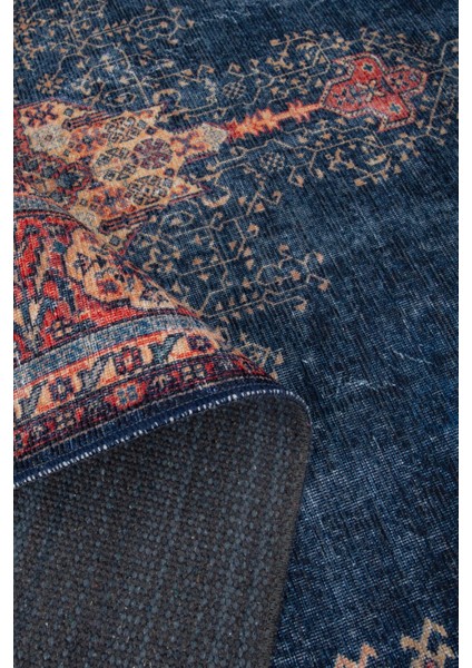 Norm Halı Allure 50-030 Lacivert Eskitme Halı Etnik Otantik Dokuma Şönil Yıkanabilir Salon Halısı fırsatları