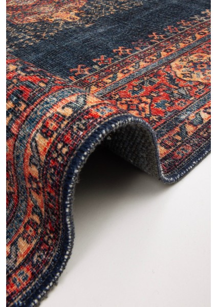 Norm Halı Allure 50-030 Lacivert Eskitme Halı Etnik Otantik Dokuma Şönil Yıkanabilir Salon Halısı indirimleri