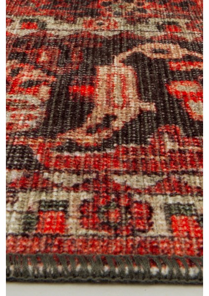 Norm Halı Allure 61-067 Kırmızı Eskitme Halı Etnik Otantik Dokuma Şönil Yıkanabilir Salon Halısı modelleri