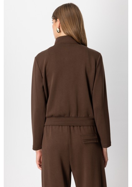 Kadın Cep Detaylı Dik Yaka Eşofman Üstü 66509 Kahverengi fırsatları