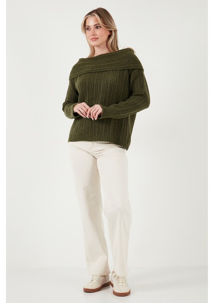 Oversize Fit Madonna Yaka Triko Kazak Bayan Kazak 4615216 fiyatları