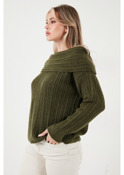 Oversize Fit Madonna Yaka Triko Kazak Bayan Kazak 4615216 modelleri