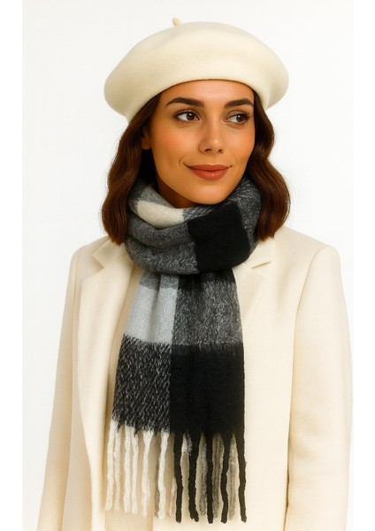 Püsküllü Yumuşak Dokulu Kadın Kışlık Atkı Şal – Puf ve Yumoş Dokulu Sıcak Tutucu Buklet Atkı