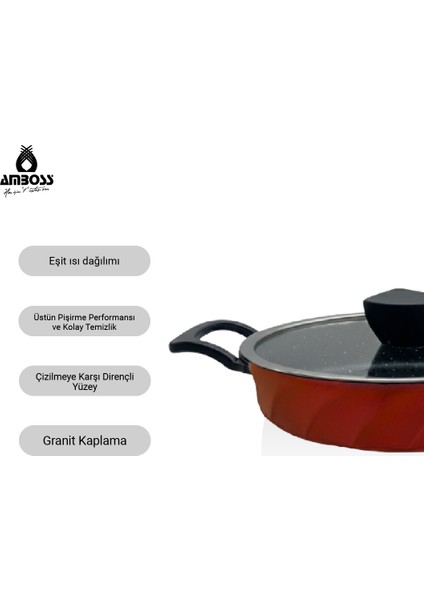 16 Parça Vento Döküm Tencere Tava Sahan Seti (Kırmızı) modelleri