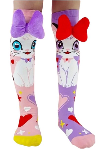 Prenses Figürlü Kurdeleli Diz Altı Çorap