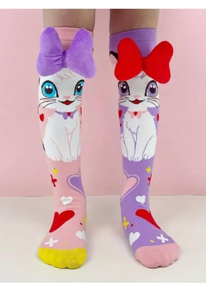 Prenses Figürlü Kurdeleli Diz Altı Çorap fiyatları