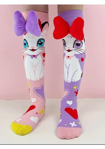 Prenses Figürlü Kurdeleli Diz Altı Çorap modelleri