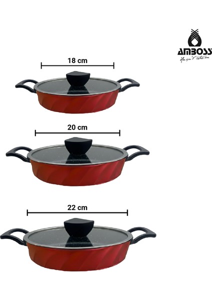 Vento 9 Parça Döküm Tava Sahan Seti (Kırmızı) indirimleri