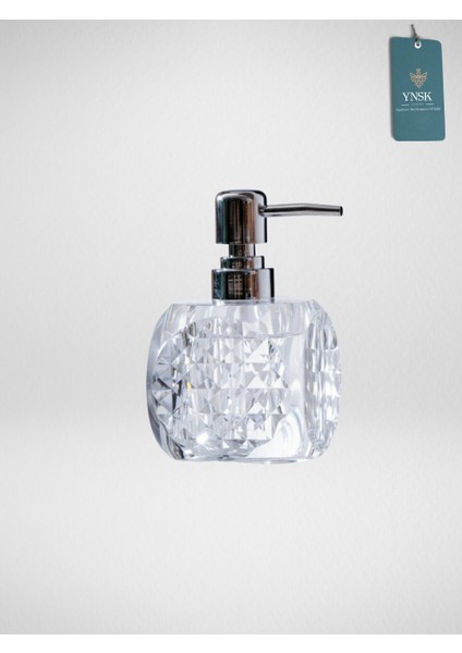 Luxury | Glamour Opulans | Geometrik Kristal Tasarım Akrilik Sıvı El Sabunu Şişesi, Banyo Aksesuarı 200 ml 8X18 cm