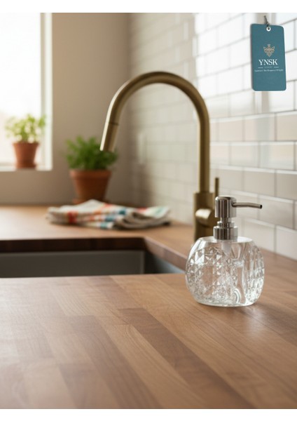 Luxury | Glamour Opulans | Geometrik Kristal Tasarım Akrilik Sıvı El Sabunu Şişesi, Banyo Aksesuarı 200 ml 8X18 cm fırsatları