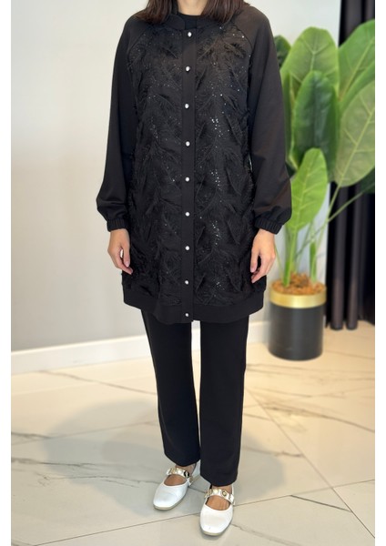 Tüy Detaylı 3lü Takım 18823 Siyah fırsatları