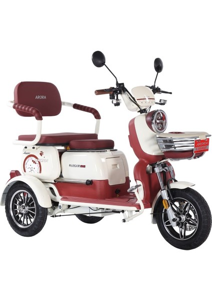 Rüzgar New 3 Tekerli Kızaklı Elektrikli Motosiklet Kırmızı
