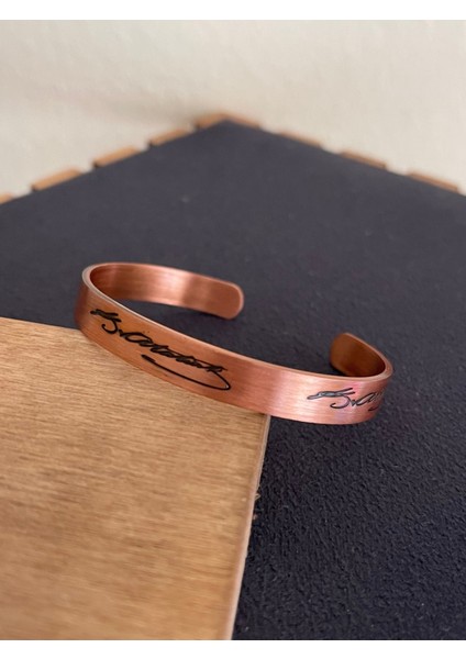 %100 Bakır Mustafa Kemal Atatürk Imzalı Kelepçe Bileklik Atatürk Imzalı Bakır Bileklik