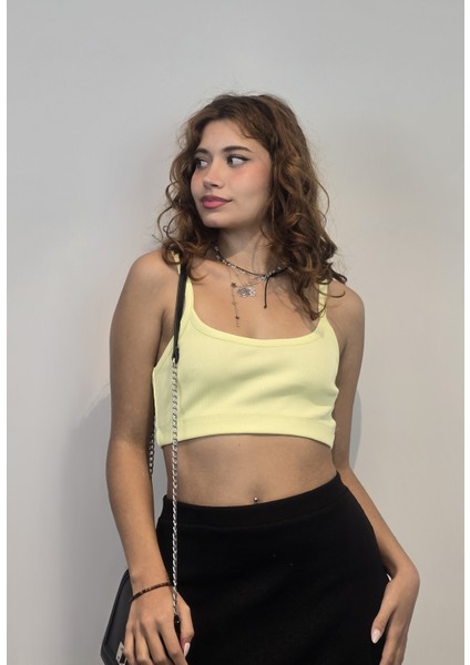 Kadın Askılı Crop Bluz