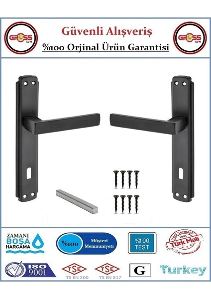 Mat Siyah İç Oda Kapı Kolu - 1 Takım Ön ve Arka fiyatları