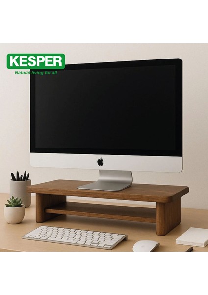 Ayaklı Ahşap Bilgisayar Standı, Ekran ve Monitör Yükseltici (80X22X12CM)