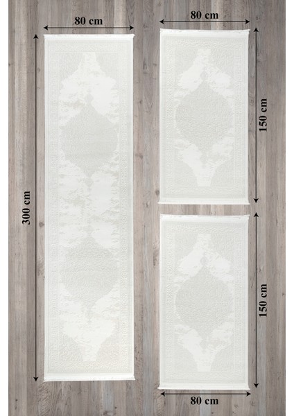 Yatak Odası Halısı Krem 3 Parça 2 Adet 80X150 1 Adet 80X300 Tozumaz Polipropilen Pamuk 7101 Kemik indirimleri