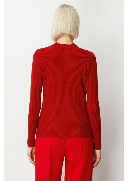 Kadın Aksesuar Detaylı Triko Kazak 60346 Kırmızı fırsatları