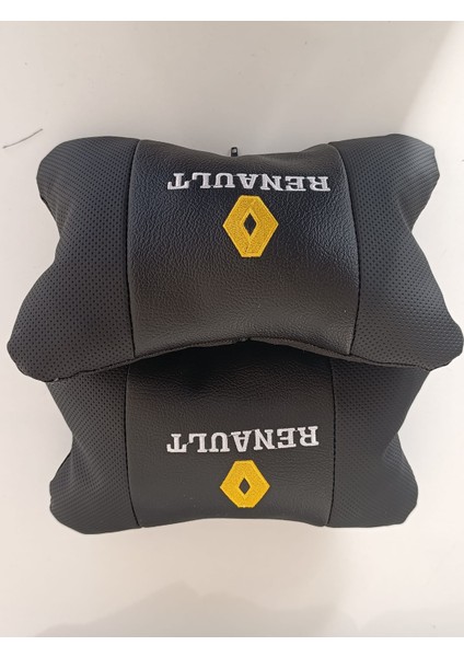 Renault Uyumlu Sarı Renk Nakış Baskılı Suni Deri Oto Boyun Yastığı