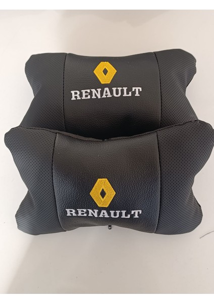 Renault Uyumlu Sarı Renk Nakış Baskılı Suni Deri Oto Boyun Yastığı modelleri