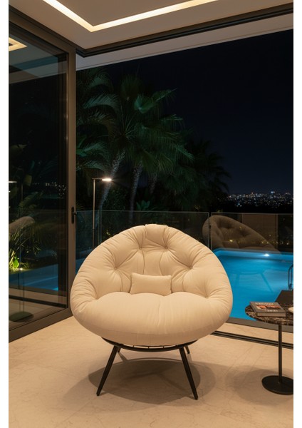 Modern Tekli Koltuk Berjer | Premium Dinlenme & Kitap Okuma Koltuğu | Baba Koltuğu | Tv Koltuğu | Silinebilir Kumaş – Krem