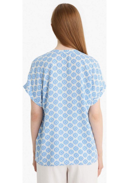 Regular Fit Apaş Yaka Desenli Kısa Kollu Gömlek