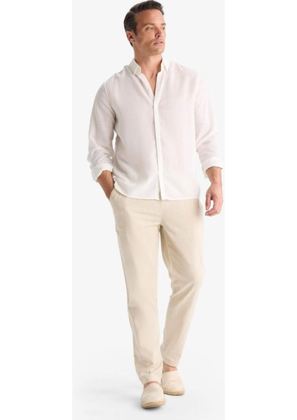 %100 Pamuk Jogger Fit Beli Bağcıklı Lastikli Dar Paça Cepli Pantolon