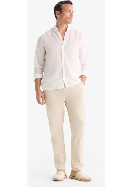 %100 Pamuk Jogger Fit Beli Bağcıklı Lastikli Dar Paça Cepli Pantolon