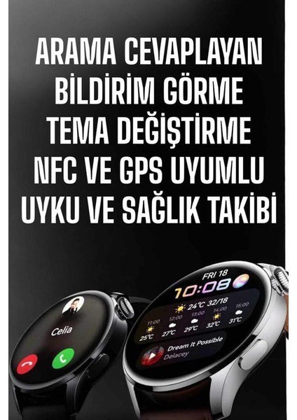 Akıllı Saat Bildirim Görme Amoled Ekran Gps Uyumlu Sesli Görüşme