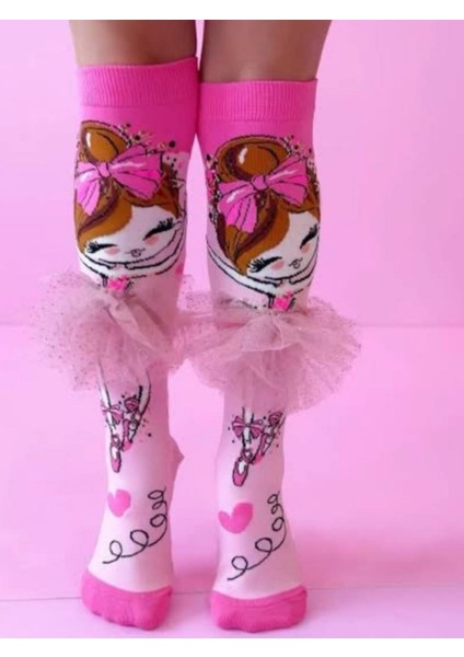 Balerin Figürlü Tütülü Diz Altı Çorap