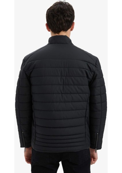Su İtici Slim Fit Dar Kesim Dik Yaka Fermuarlı İç Cepli Sunş Deri Ceket Mont X4014AZ25WN
