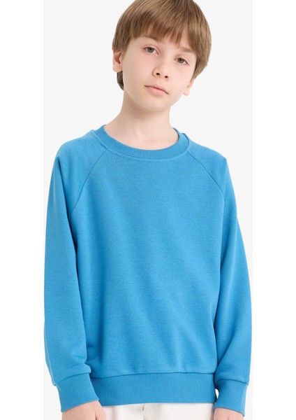 Erkek Çocuk Bisiklet Yaka Basic Düz Okul Sweatshirt E8415A825AU