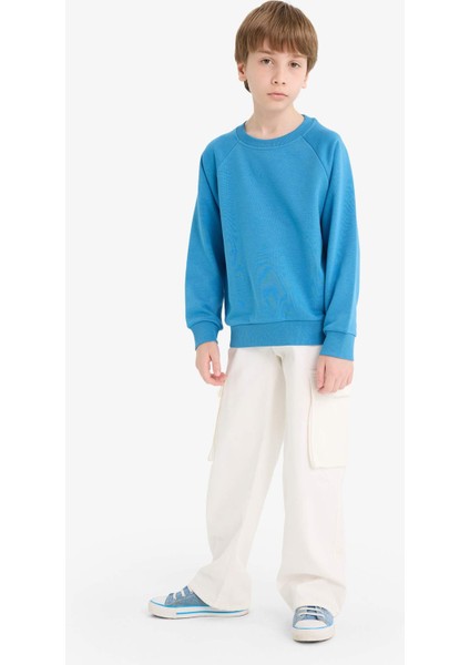 Erkek Çocuk Bisiklet Yaka Basic Düz Okul Sweatshirt E8415A825AU