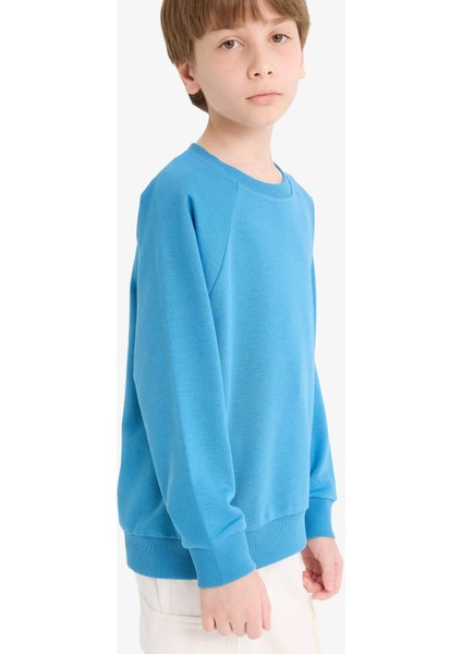 Erkek Çocuk Bisiklet Yaka Basic Düz Okul Sweatshirt E8415A825AU