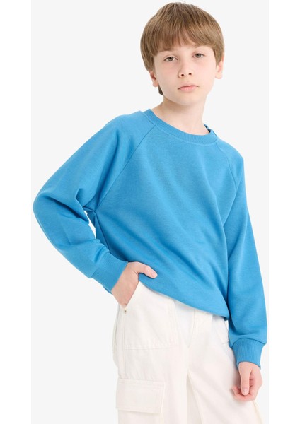 Erkek Çocuk Bisiklet Yaka Basic Düz Okul Sweatshirt E8415A825AU
