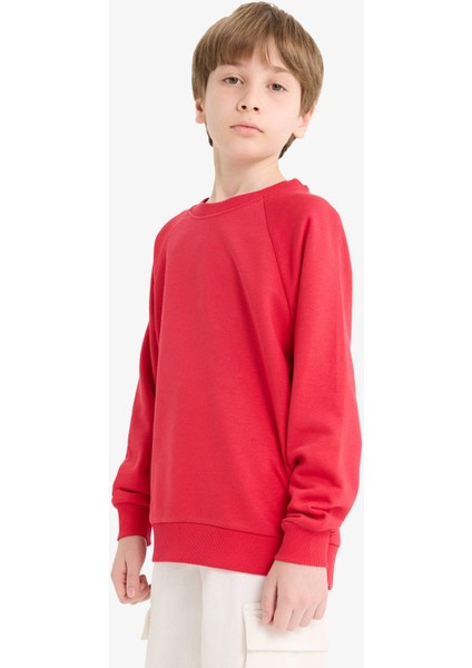 Erkek Çocuk Bisiklet Yaka Basic Düz Okul Sweatshirt E8415A825AU