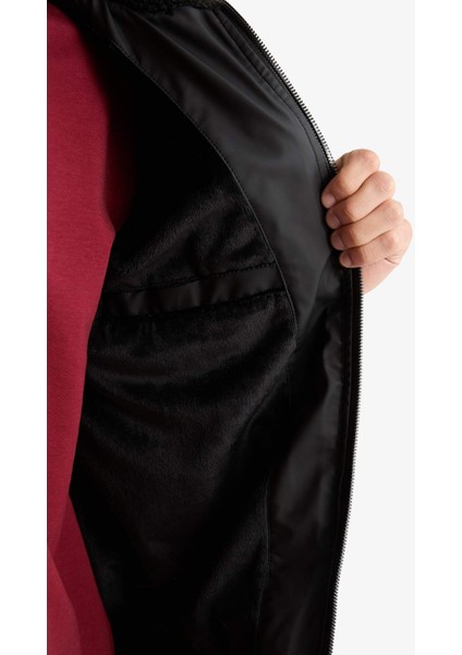 Su İtici Regular Fit Gömlek Yaka Astarlı Fermuarlı İç Cepli Kürk Yakalı Suni Deri Mont C5857AX25WN