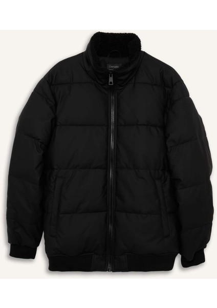 Su İtici Regular Fit Gömlek Yaka Astarlı Fermuarlı İç Cepli Kürk Yakalı Suni Deri Mont C5857AX25WN