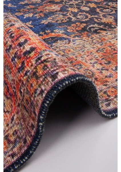 Norm Halı Allure 50-041 Lacivert Eskitme Halı Etnik Otantik Dokuma Şönil Yıkanabilir Salon Halısı indirimleri