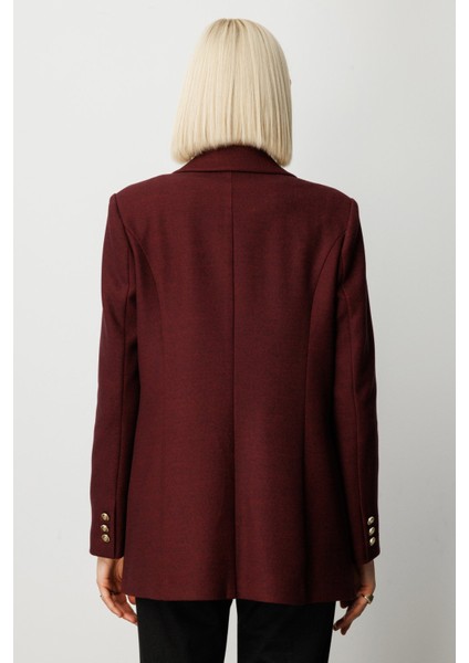 Kadın Önü Armalı Kapak Cepli Kaşe Ceket 5071 Bordo fırsatları