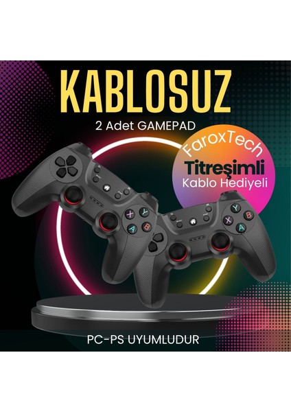 Gp4 Çift Kablosuz Gamepad Seti (2 Adet) - Tak Çalıştır - Titreşimli - Wireless 2.4g - Ps Pc Uyumlu