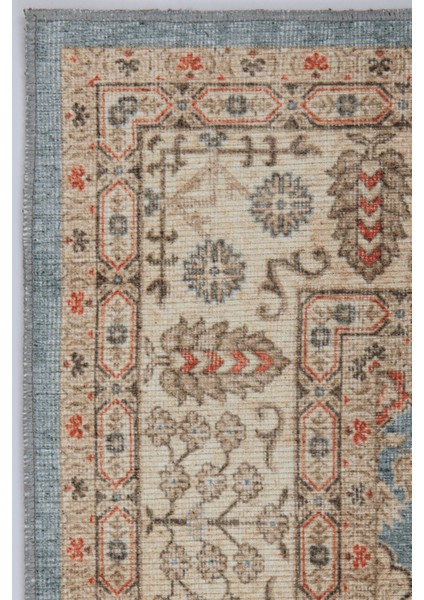 Norm Halı Allure 54-030 Mavi Eskitme Halı Etnik Otantik Dokuma Şönil Yıkanabilir Salon Halısı