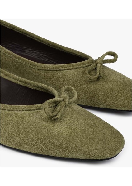 Kadın Lovia Yağ Yeşili Süet Fiyonklu Babet fırsatları
