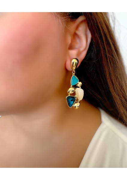 Set.up Mavi Taş Detaylı Sallantılı Tasarım Küpe fiyatları