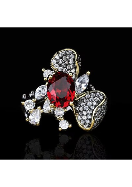 Set.up 925 Ayar Gümüş Ruby Taşlı Tasarım Yüzük