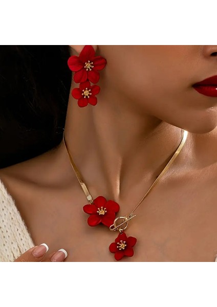 Set.up Gül Model Kolye Küpe Set